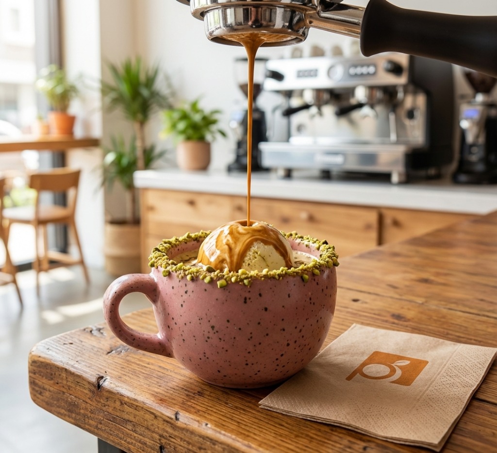 Affogato Pistacho en preparación